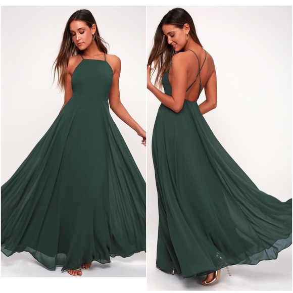 Lulus Mythical Kind of Love Maxi Dress Dark Green - Picture 2 of 8
